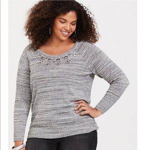 Torrid GREY EMBELLISHED PULLOVER SWEATER sz 4